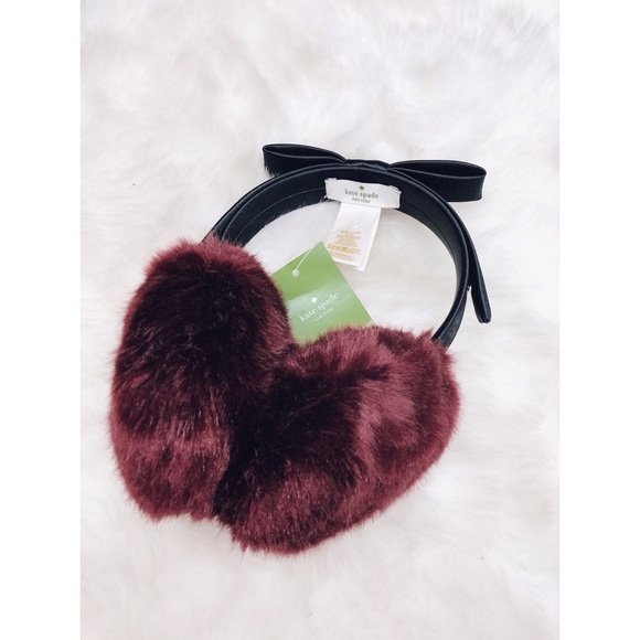 kate spade Accessories - NWT Kate Spade | Maroon Faux Fur Bow Earmuffs
